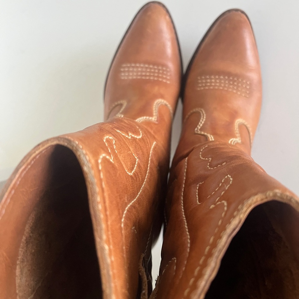Women's Tan Leather Western Cowgirl Boots 7